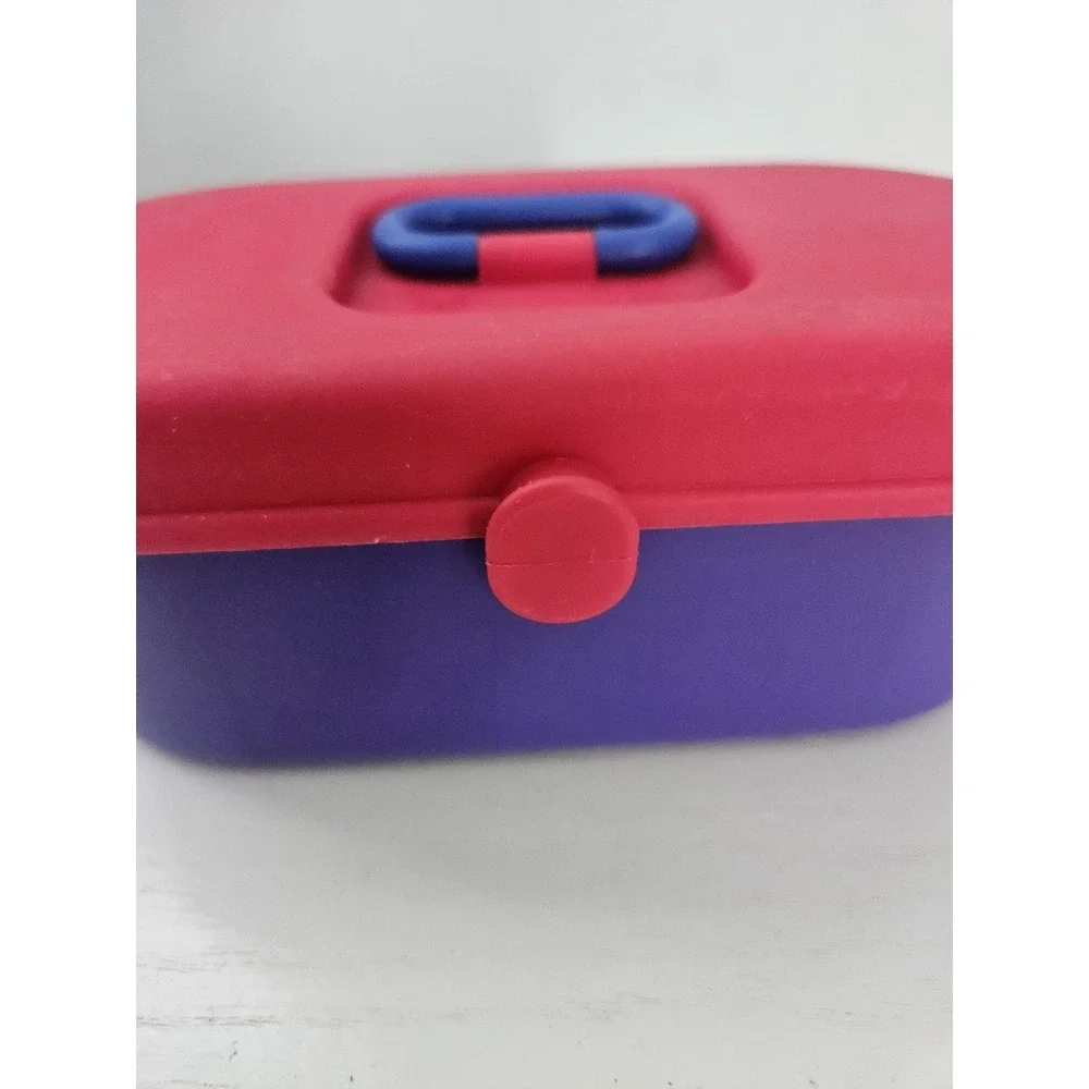 Vintage 90's Mini Organizer Jewelry Make-up Trinkets Pink And Purple‎
